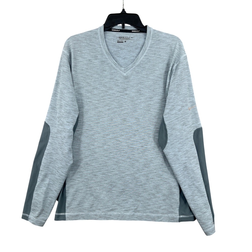 Nike Golf Tour Performance Pullover Mens L Blue Dri-FIT Tech V-Neck Athleisure‎